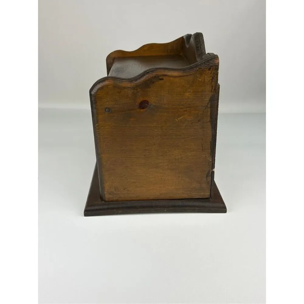 Vtg Hand Carved Wooden Bread Box Rustic Farmhouse Countertop Storage